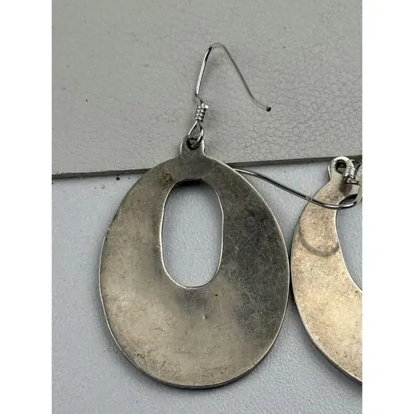 TM-121 Taxco Mexico Sterling Silver Pierced Earrings Inlaid Stone - Picture 10 of 12